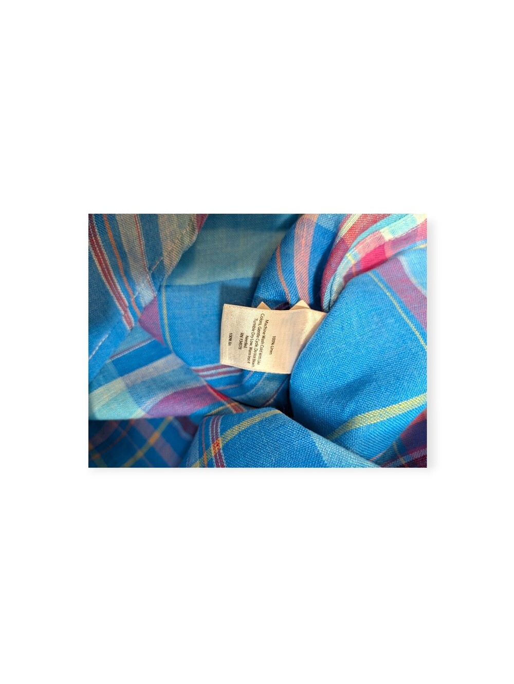 Vineyard Vines Murray Shirt Linen Plaid Blue Slim Fit Men's Medium Button Up - Picture 4 of 5
